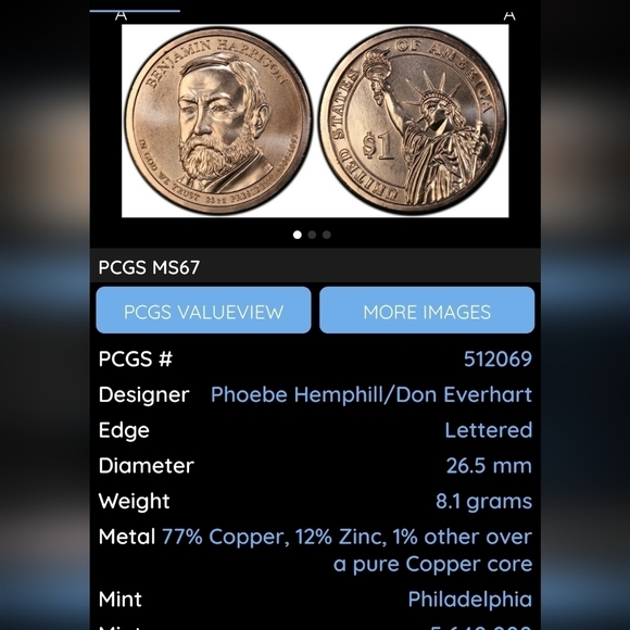 2012 P $1 Benjamin Harrison Uncirculated Mint (Coin #10) ms68+ - Picture 3 of 5